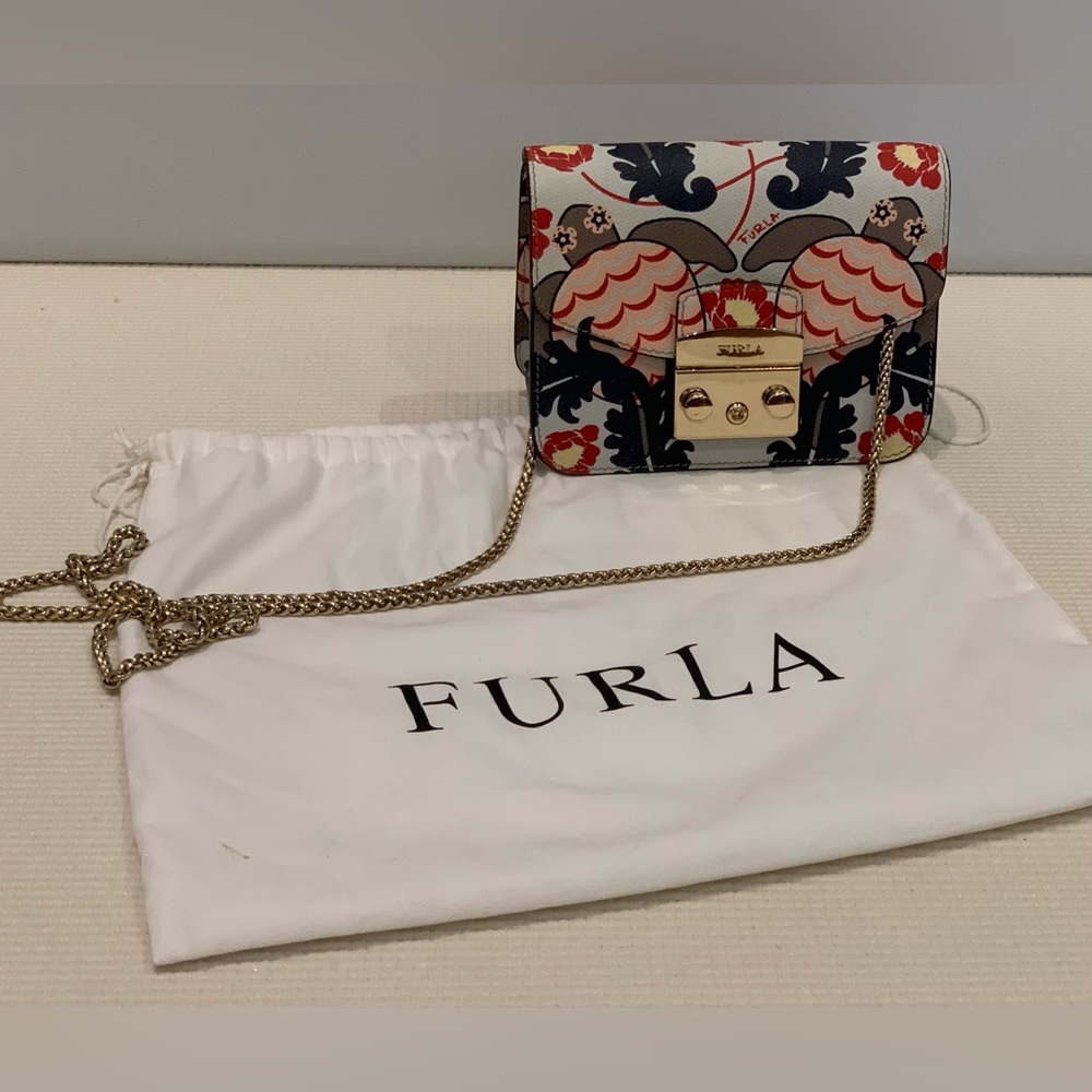 FURLA RARE Limited Edition Metropolis Mini Leather Multi Color crossbody bag